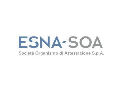 ESNA-SOA logo: Blue and gray text on white; reads