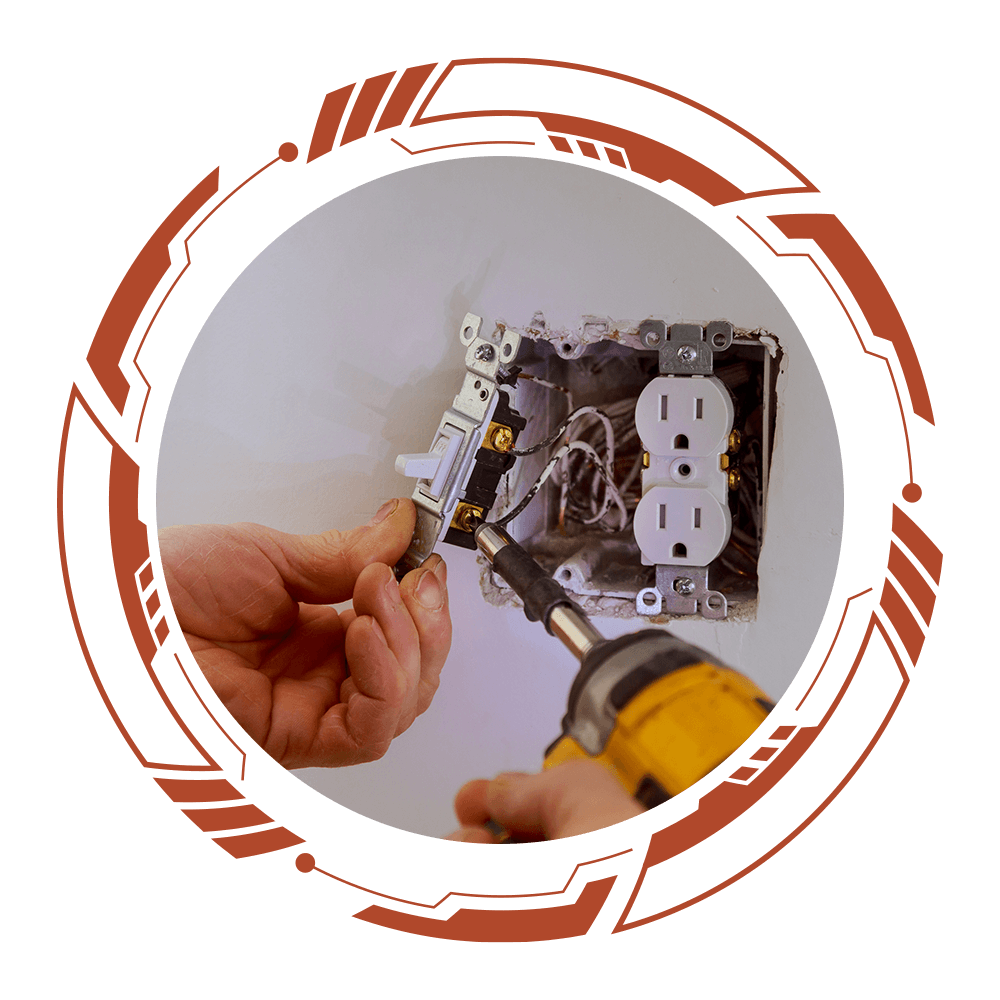 Electrician Installing a Power Switch — Mustang, OK — Shriver Electric, LLC Electrician Installing a Power Switch — Mustang, OK — Shriver Electric, LLC