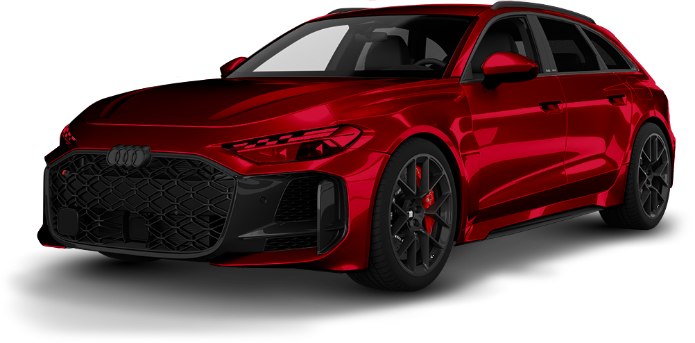 Red luxury hatchback car with black accents on a white background