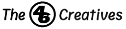 the 46 creatives logo is white on a black background