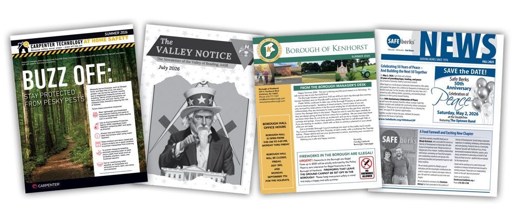 Custom printed newsletters by Rieck's Printing in West Reading, PA