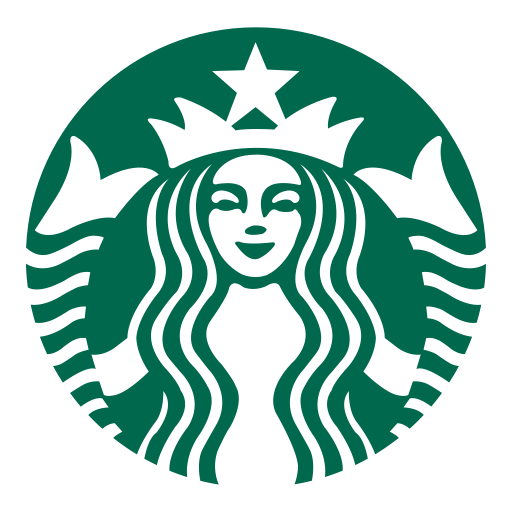 Starbucks green siren logo with a white crowned face and flowing hair