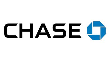 Chase bank logo in black with blue octagonal symbol on white background