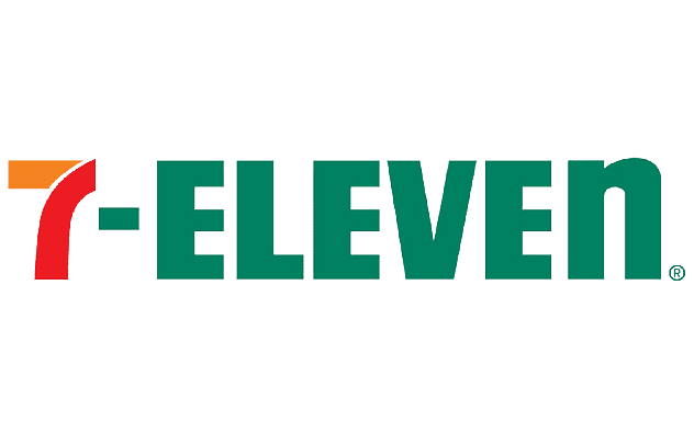 7-Eleven logo with orange, red, green, and white text on a white background