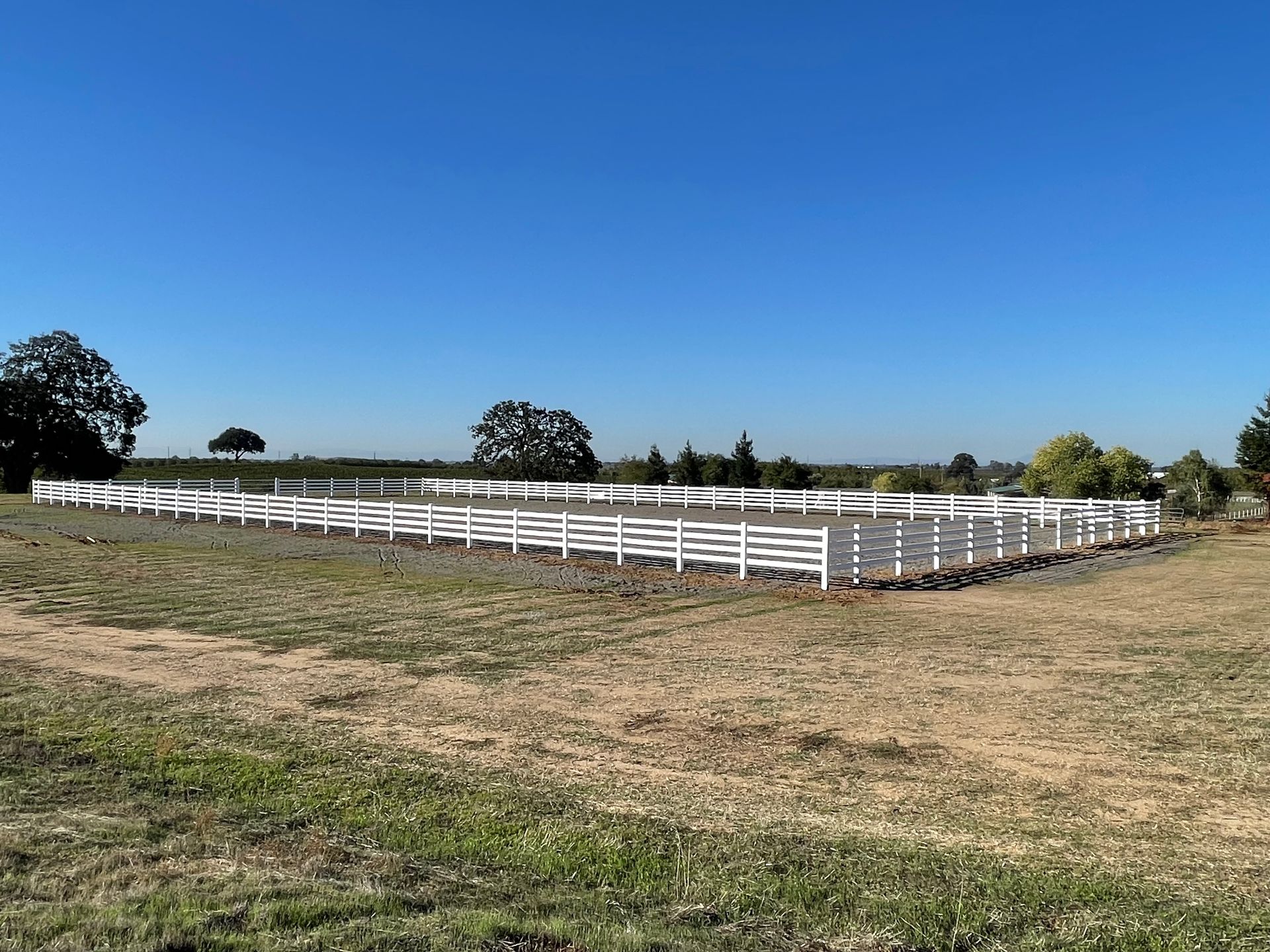 ranch white wooden post fencing project
