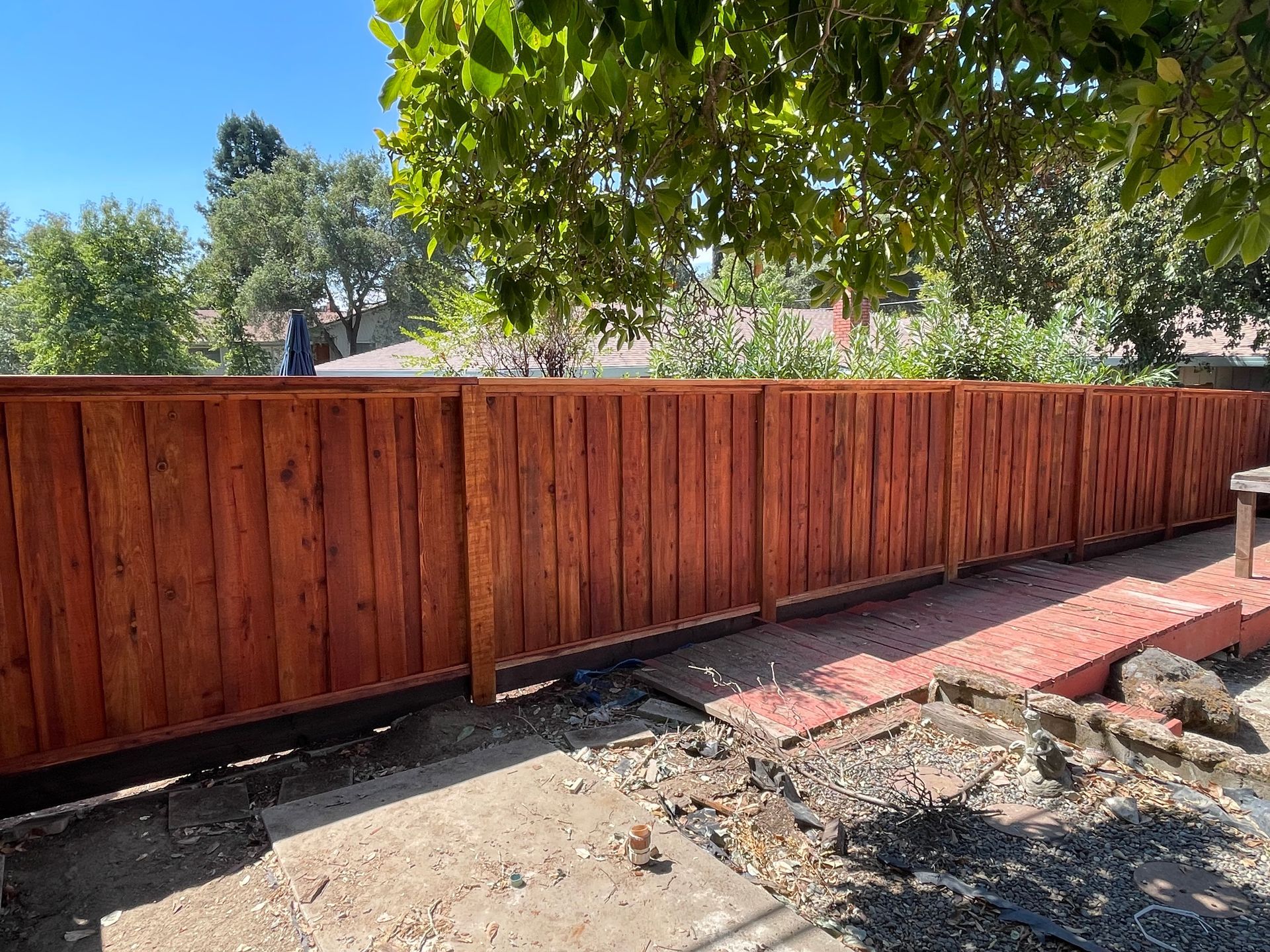 full wood fence replacement with staining