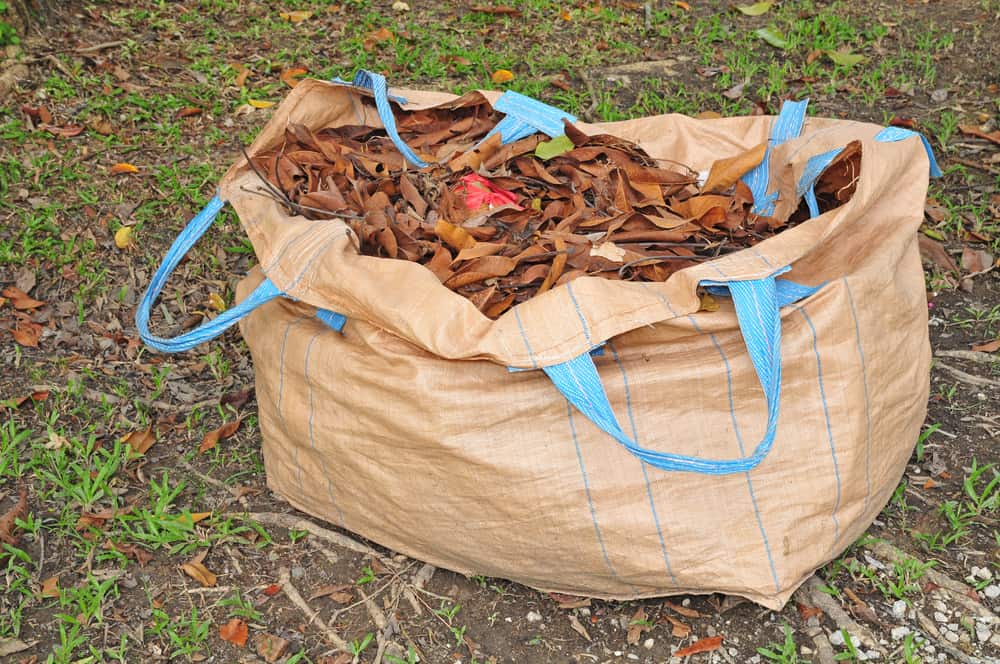 Brown Yard Waste Bag Filled with Dried Leaves — Green Waste in Thuringowa Central, QLD