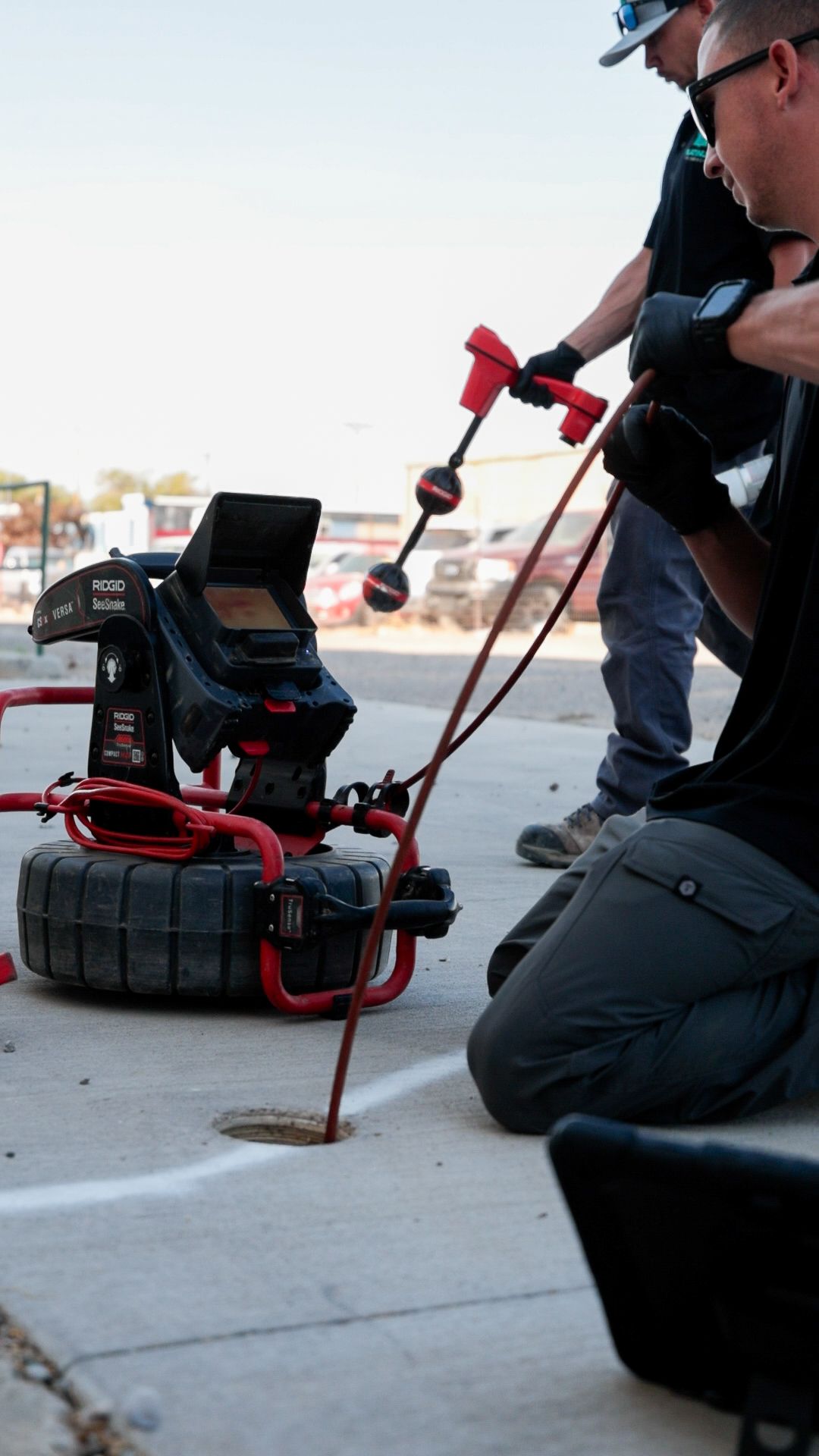 Platinum plumbing employee is using the sewer jetter for residential service