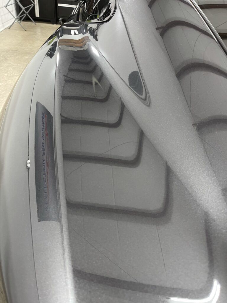 A close up of the hood of a car