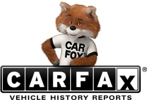 A carfax logo with a fox wearing a car fox shirt