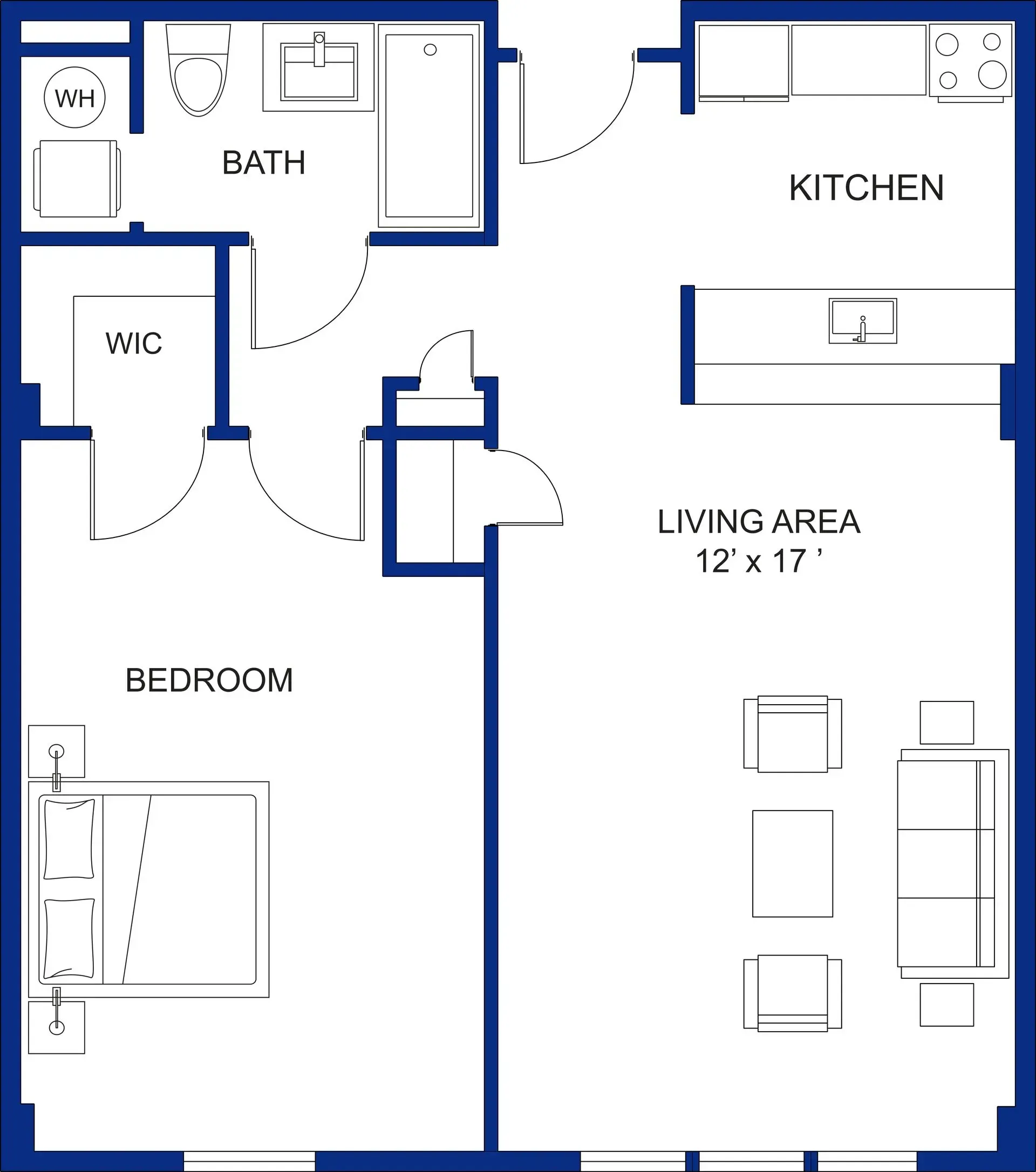 Columbia two bedroom floor plan layout at Clairmont Crest senior living apartments in Decatur, GA.