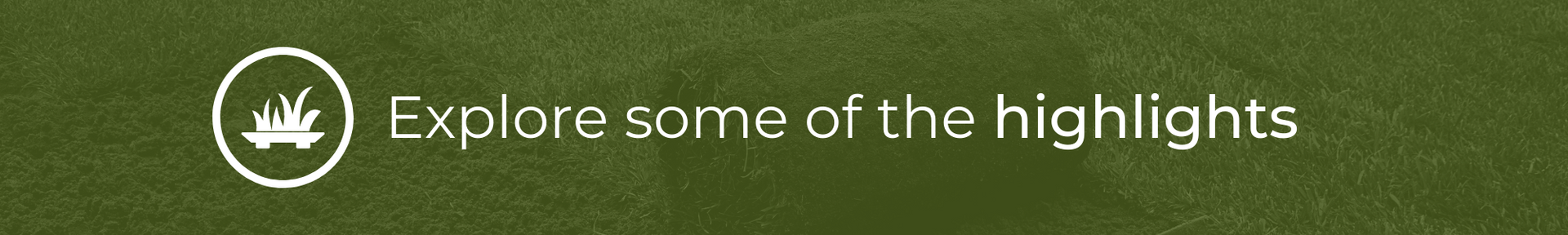 A white circular icon depicting stylized grass with the text