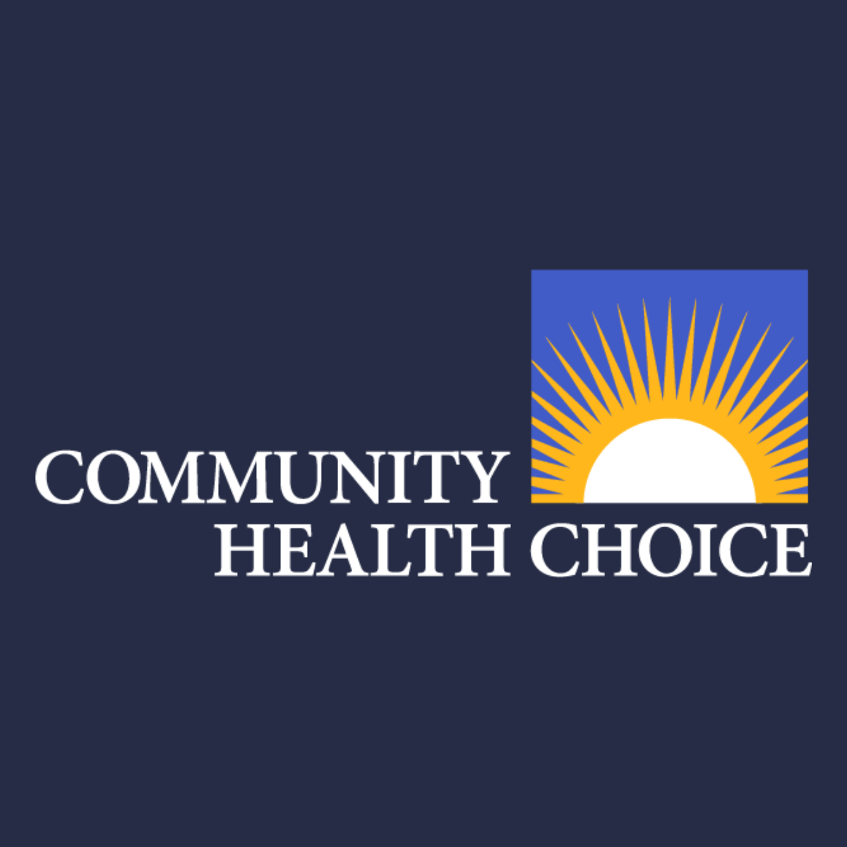 Community Health Choice logo: Text and sun graphic.