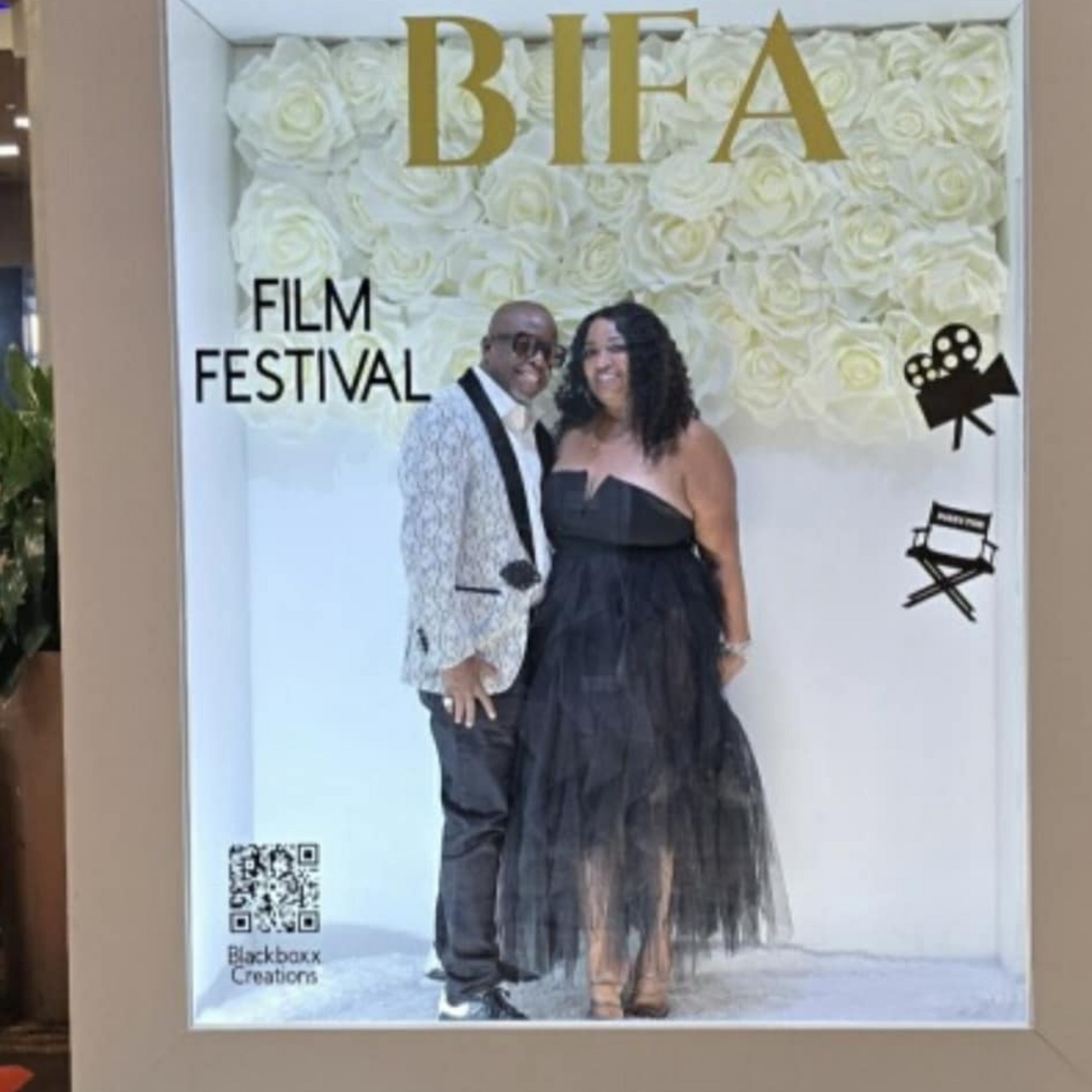 A man and woman are posing for a picture at the bifa film festival