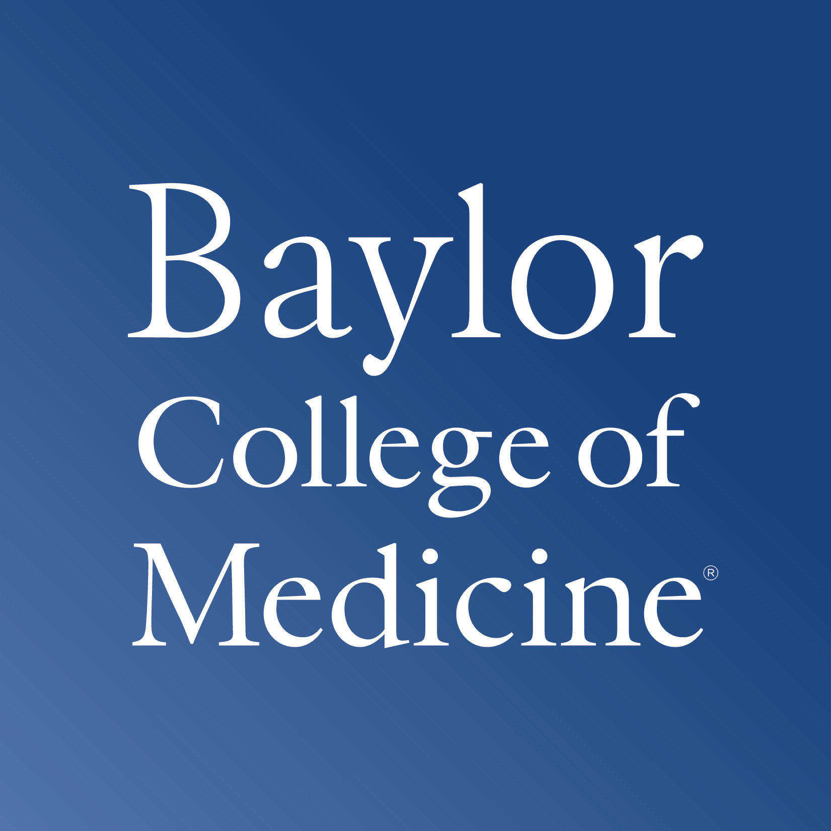 Baylor College of Medicine logo on blue background; white text.