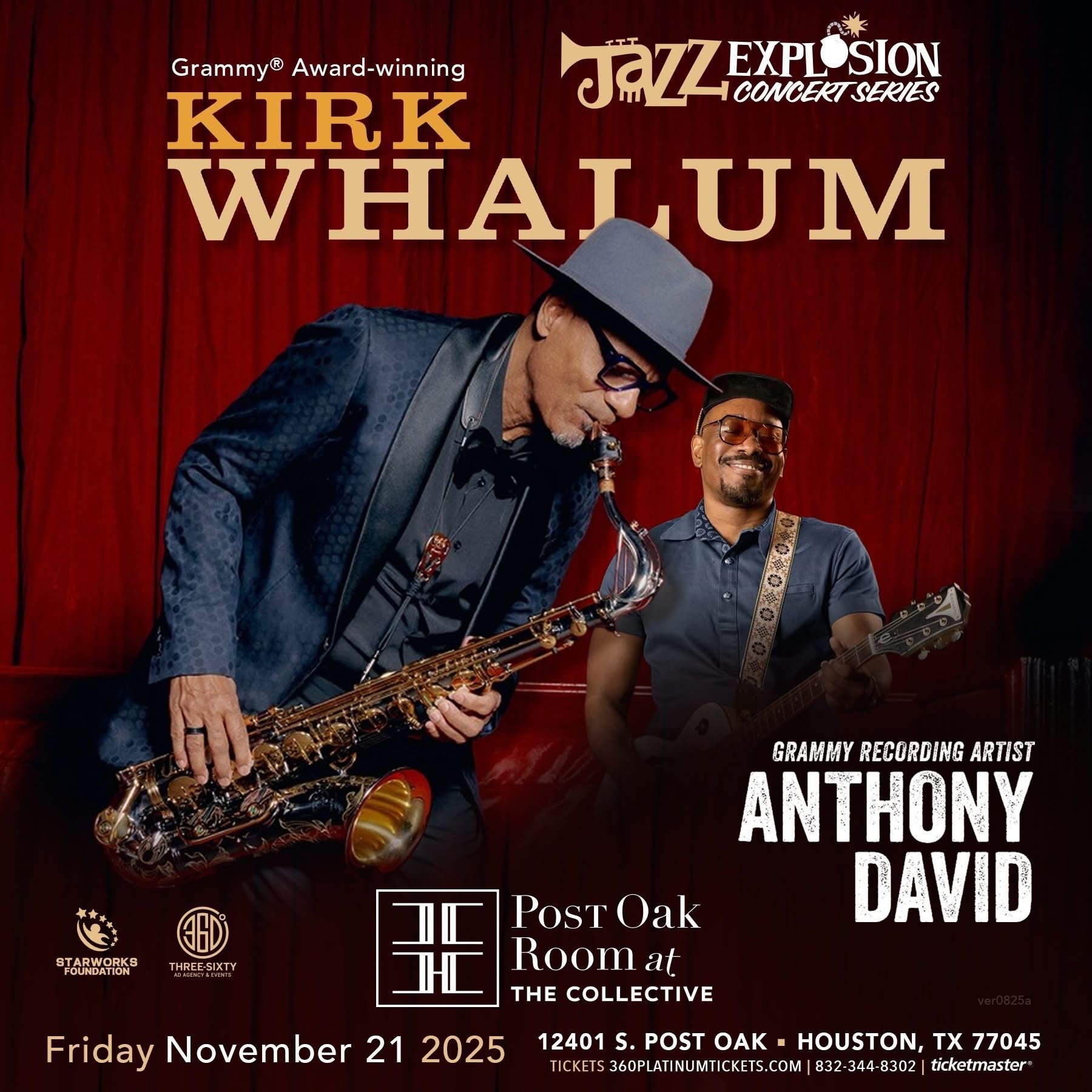 Kirk Whalum and Anthony David concert at Post Oak Room in Houston, November 21, 2025.