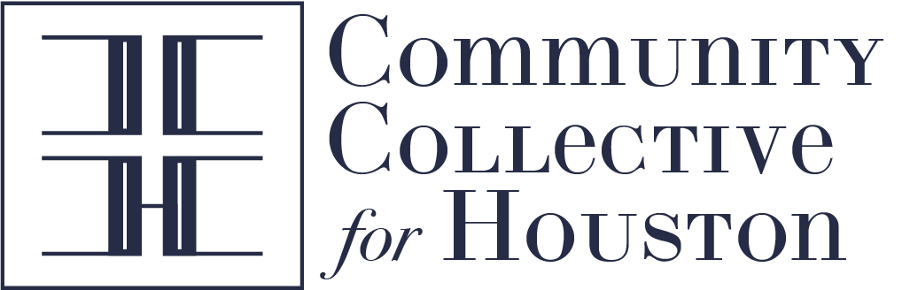 A logo for the community collective for houston