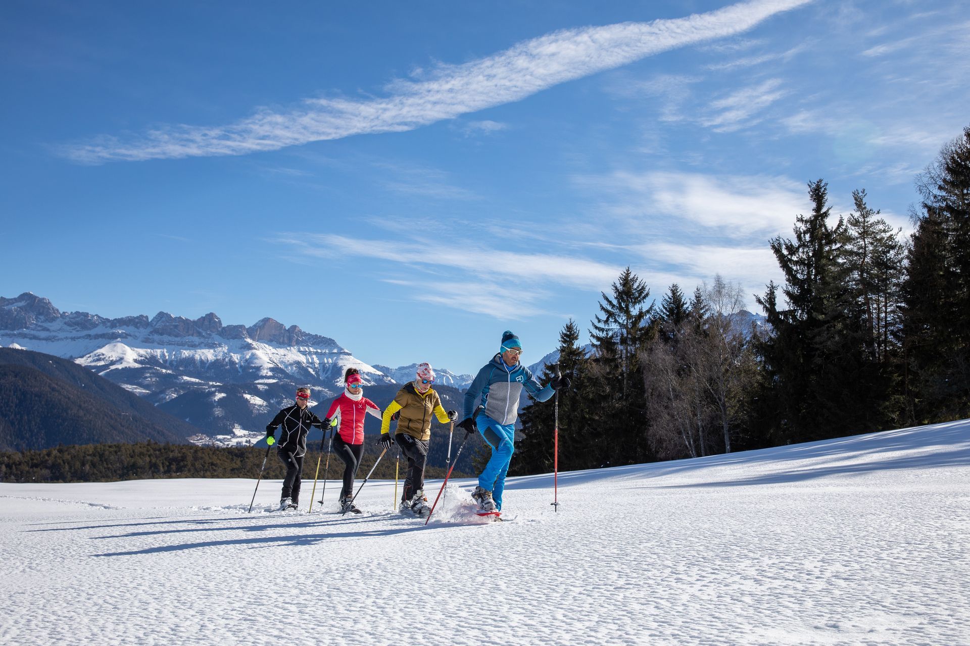Escursioni con le racchette da neve in Val d'Ega, nelle Dolomiti