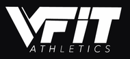 The logo for vfit athletics is white on a black background.