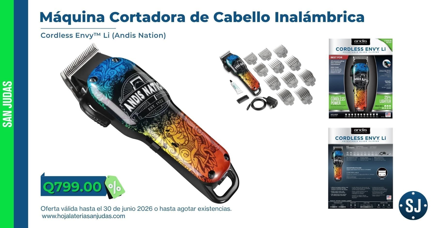 Cortadora de Cabello Inalámbrica Cordless Envy Li (Andis Nation)