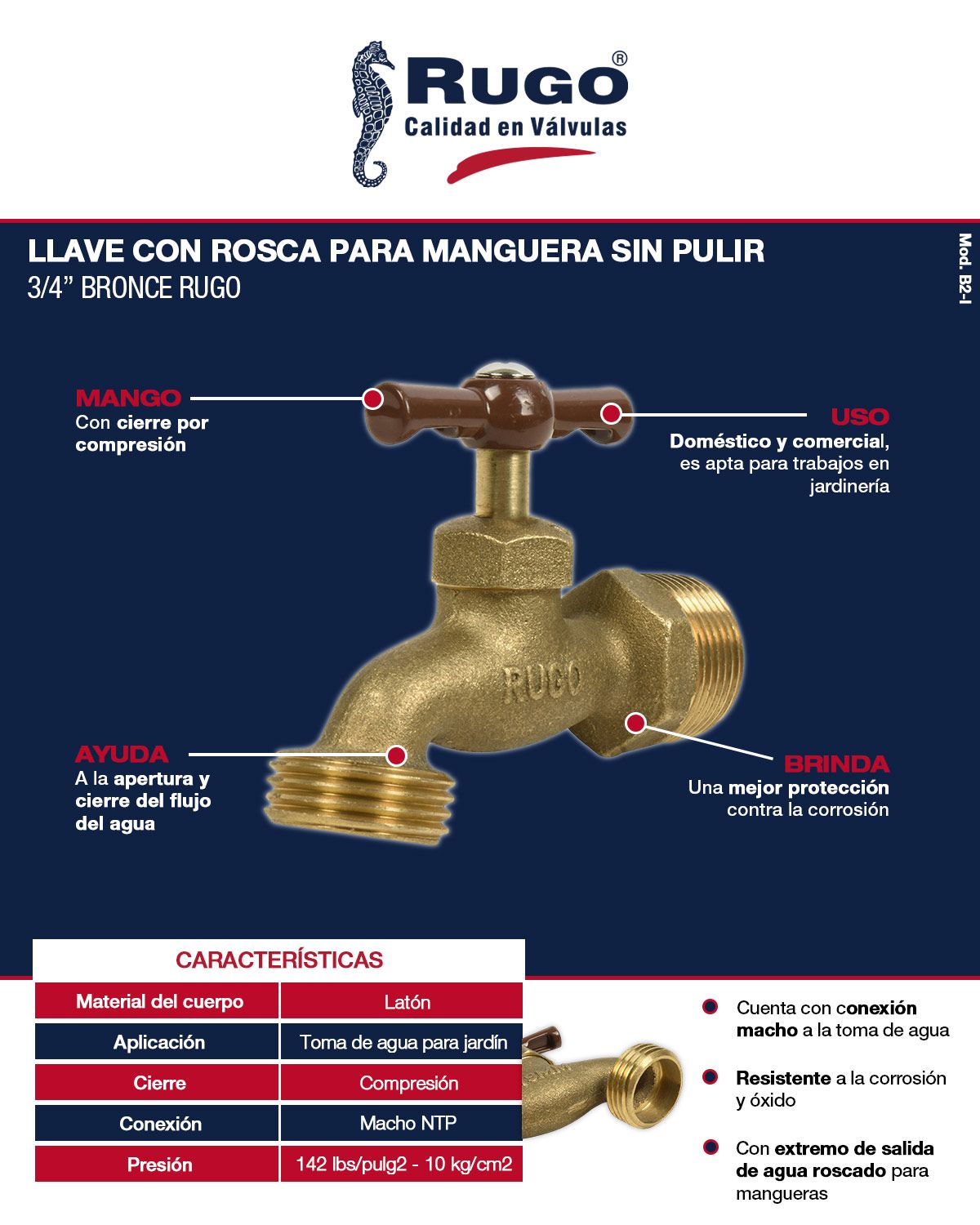 Chorro o llave para  manguera 3/4 pulgadas | Guatemala