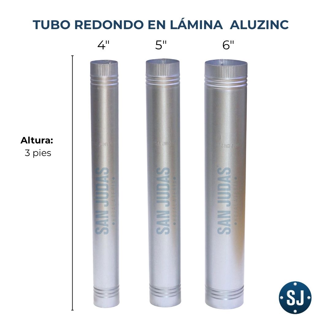 Tubo para Chimenea de 5 pulgadas de diámetro en Lámina Aluzinc