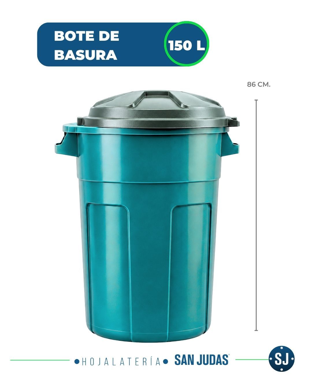 Basurero de Plástico con Tapadera de 150 litros