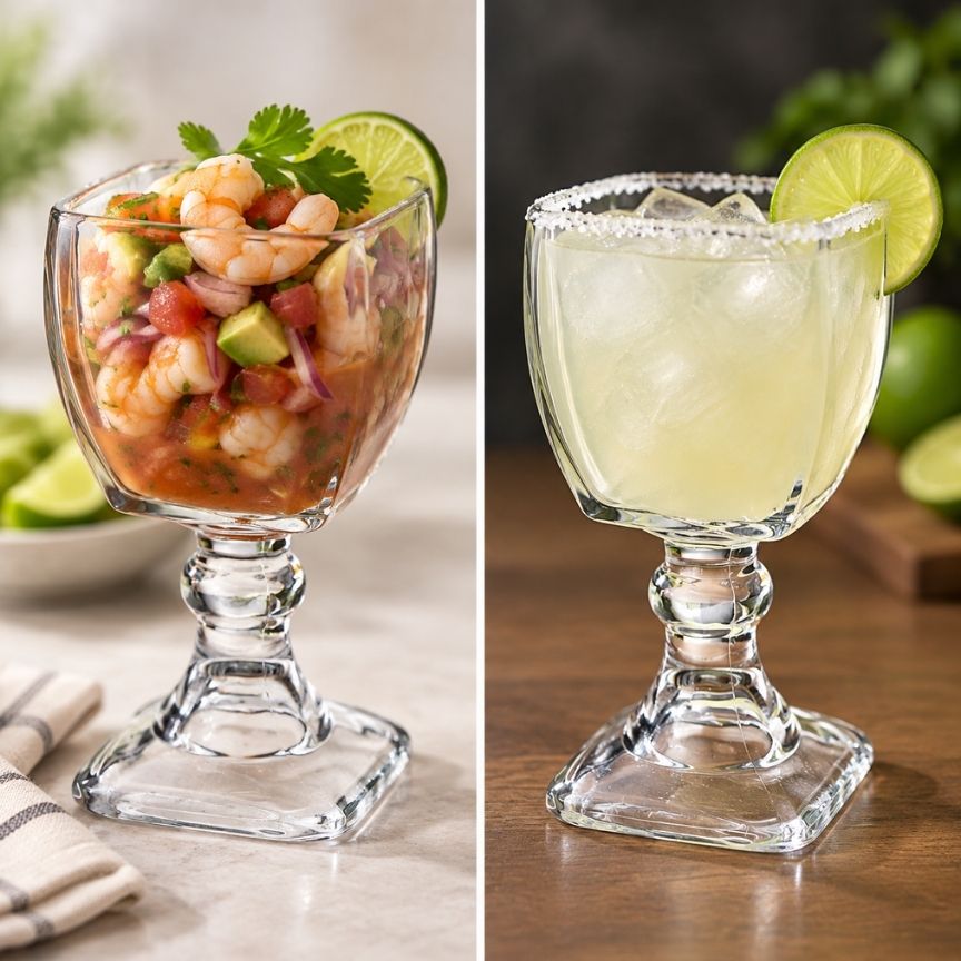 Copa Cuadrada de Vidrio para Cocteles y Mariscos
