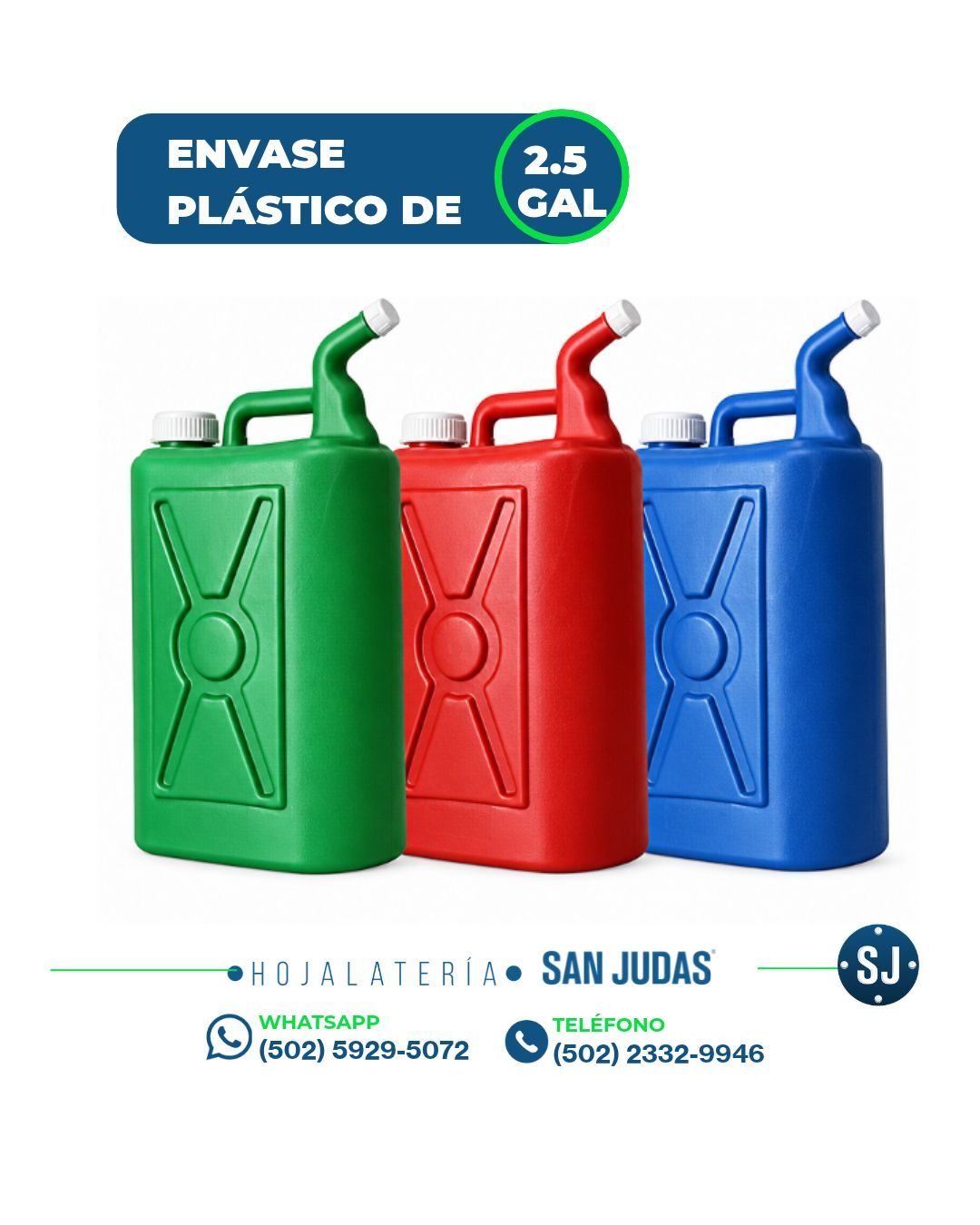 Bidón/ Envase Plástico de 2.5 Galones con Pico | Guatemala