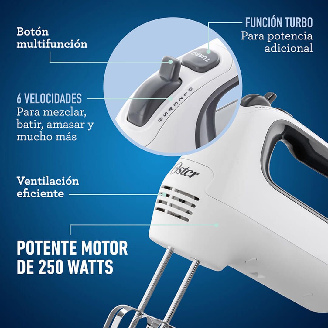 Batidora de mano blanca 6 velocidades oster FPSTHM3532