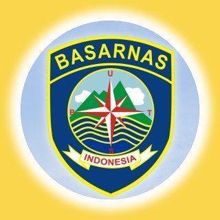 Logo of Basarnas (Indonesian Search and Rescue Agency). Shield-shaped, blue and yellow, with a compass rose and text.