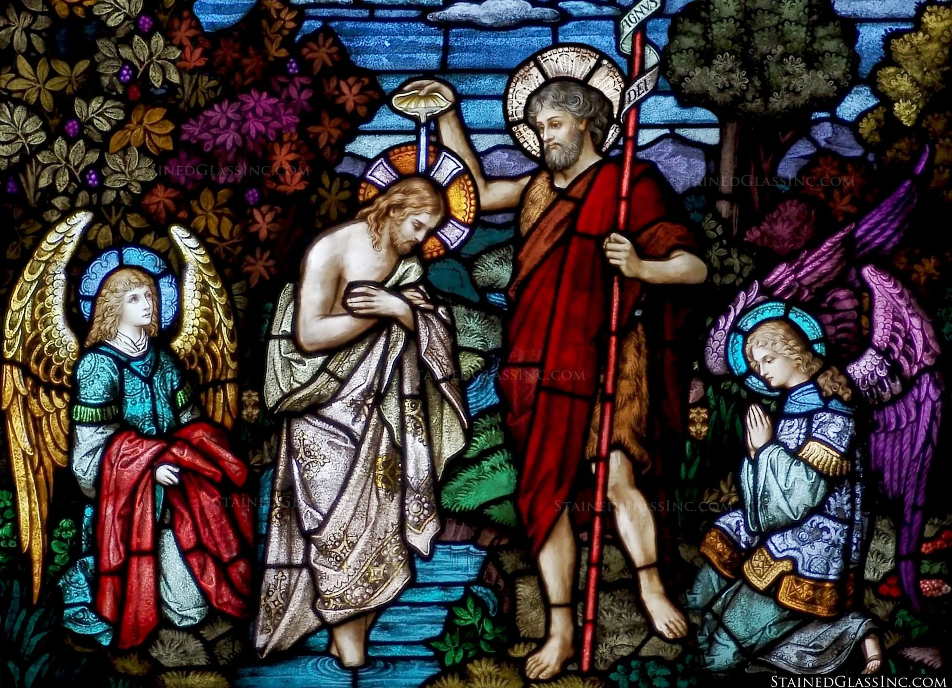 Girl in white dress in front of woman receiving an anointing from the bishop at confirmation mass
