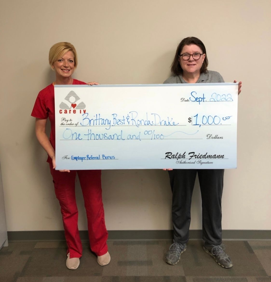 Workers Receiving their Rewards — Little Rock, AR — Care IV Home Health