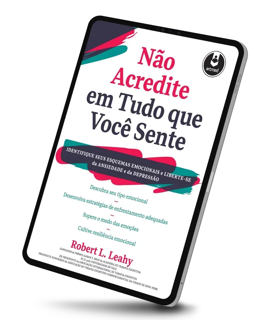 A tablet with a book on it titled não acredite em tudo que você sente.
