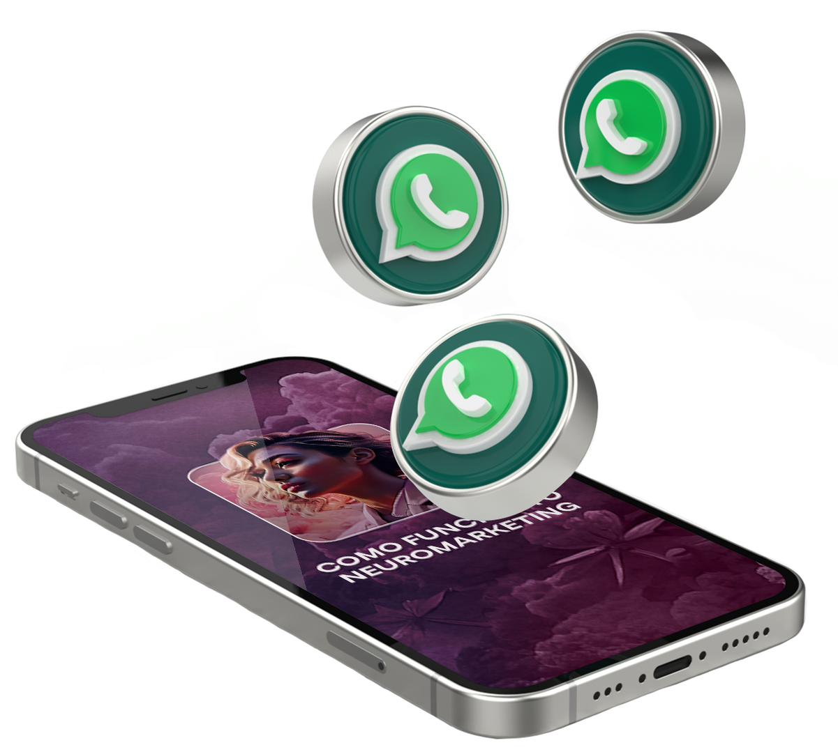 Um celular com três ícones do WhatsApp nele