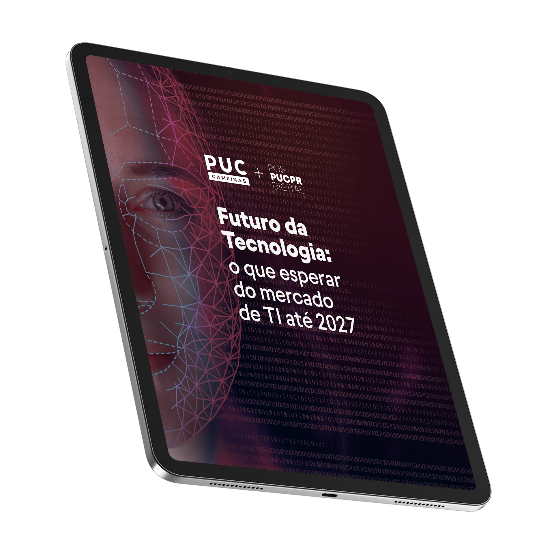 A tablet with a screen that says o impacto da inteligencia artificial na saúde on it.