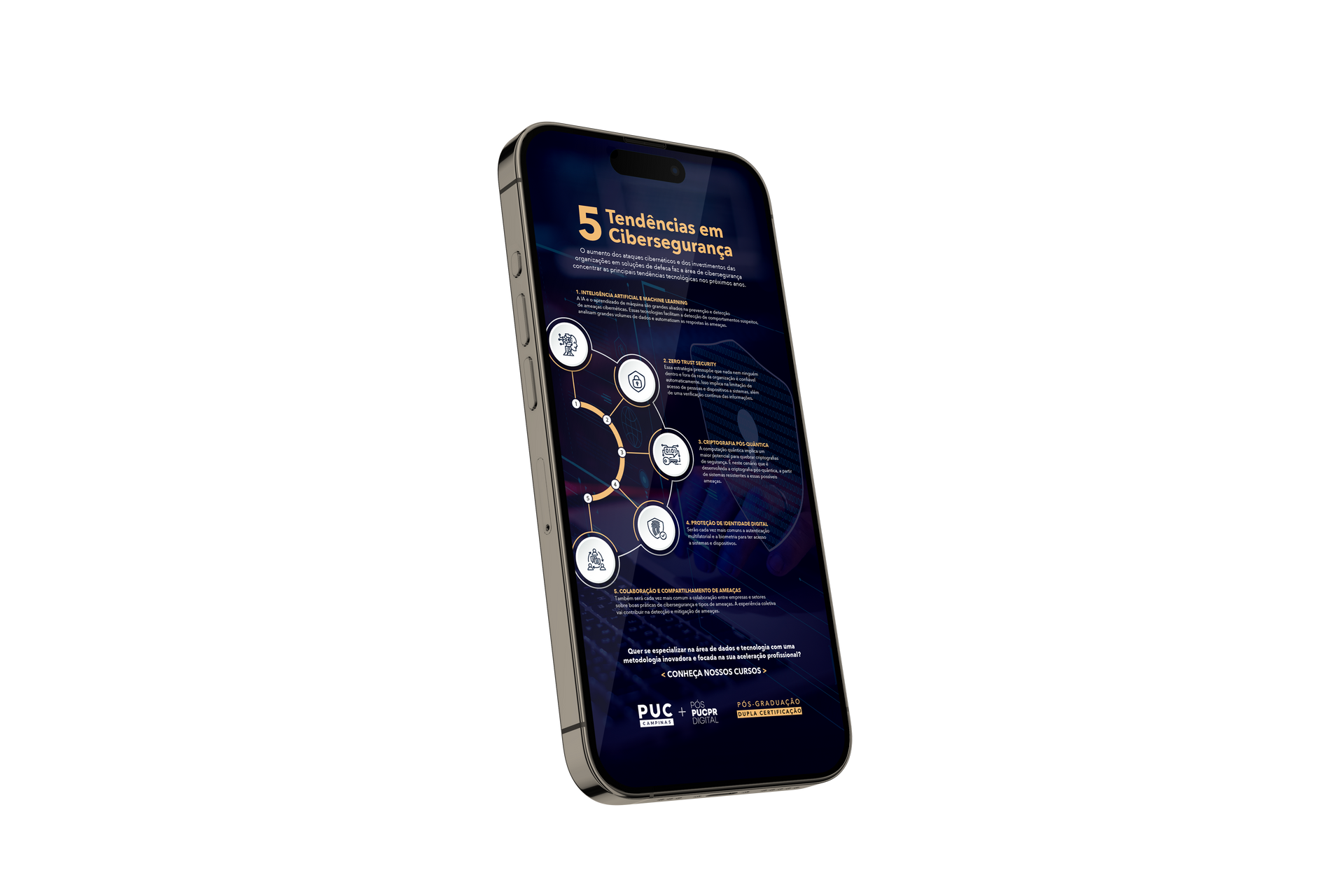 A tablet with a screen that says o impacto da inteligencia artificial na saúde on it.
