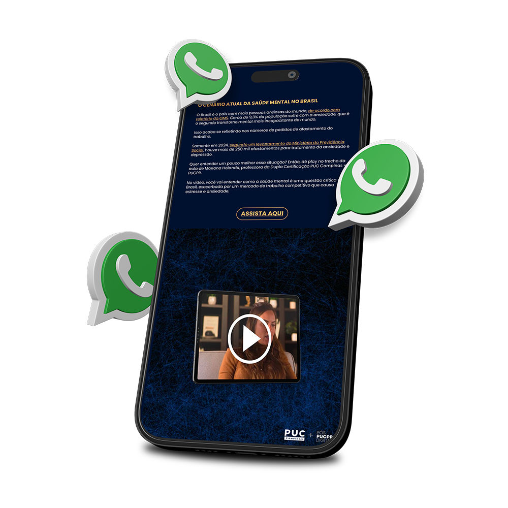 Um celular com três ícones do WhatsApp.