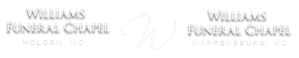 Williams Funeral Chapel logo in white and pale gray on a light background