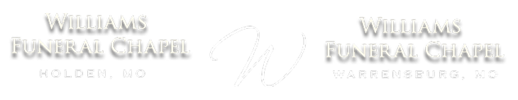Williams Funeral Chapel logo in white and pale gray on a light background