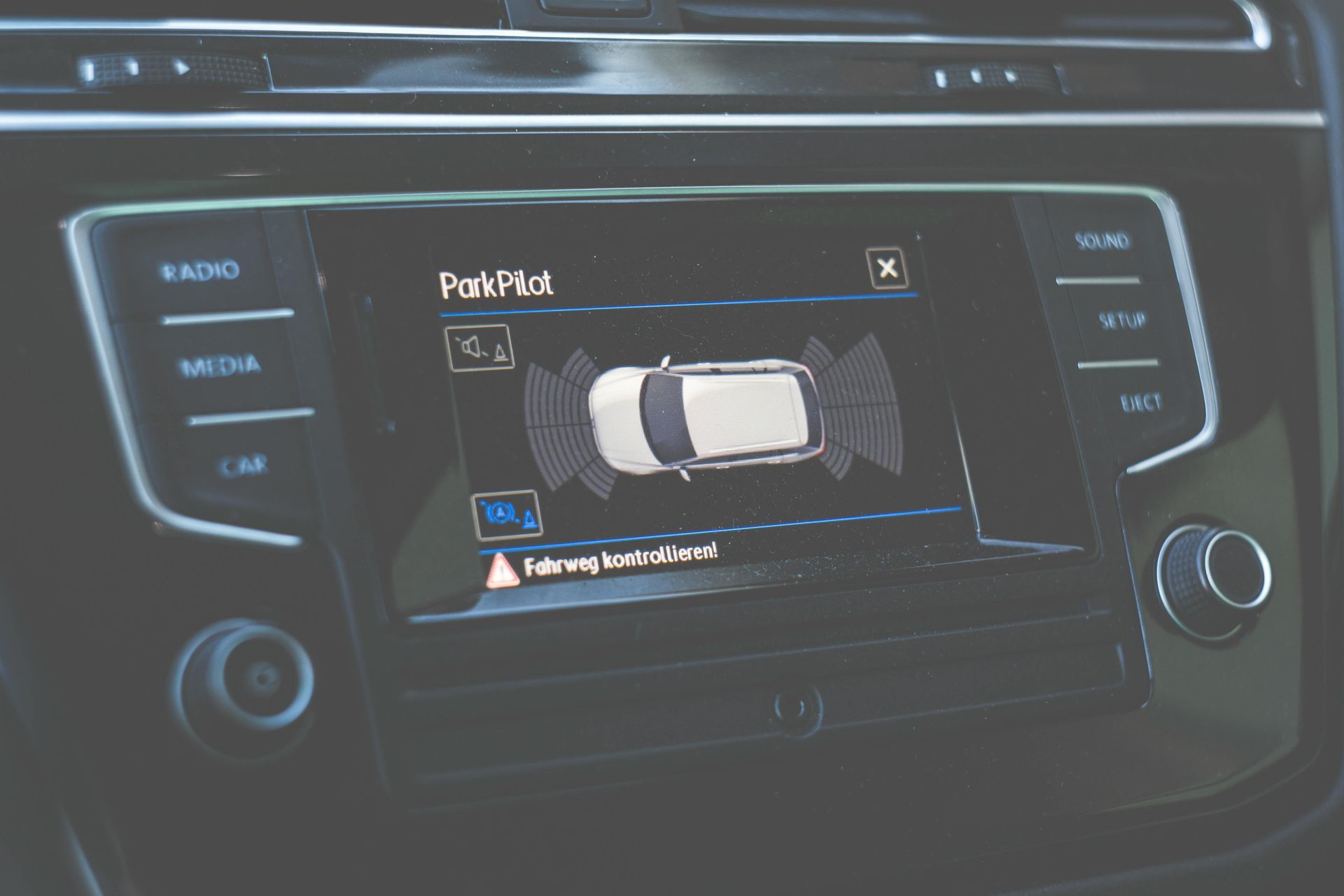 Car's infotainment screen displaying sensors.