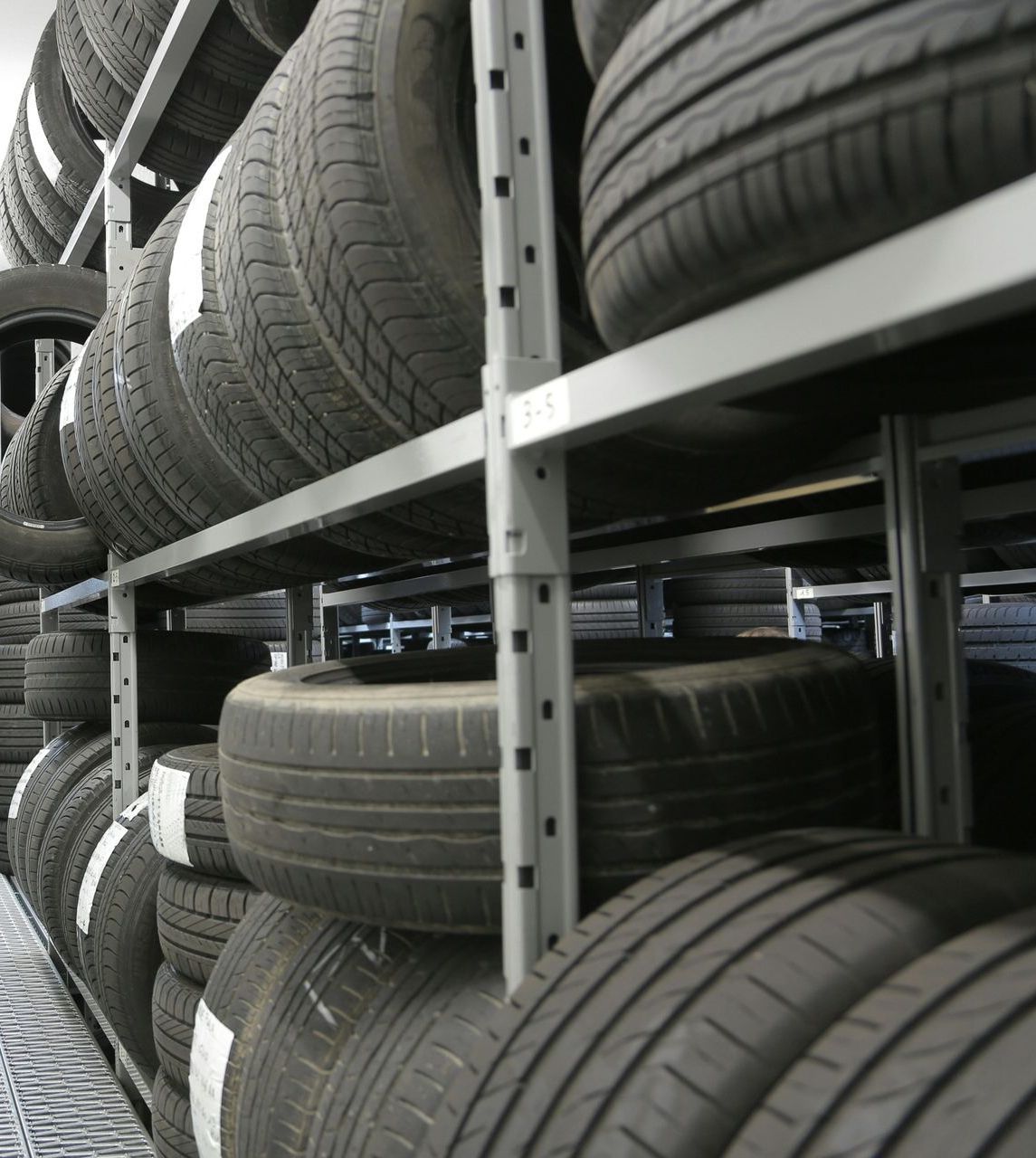 Stack of new tyres
