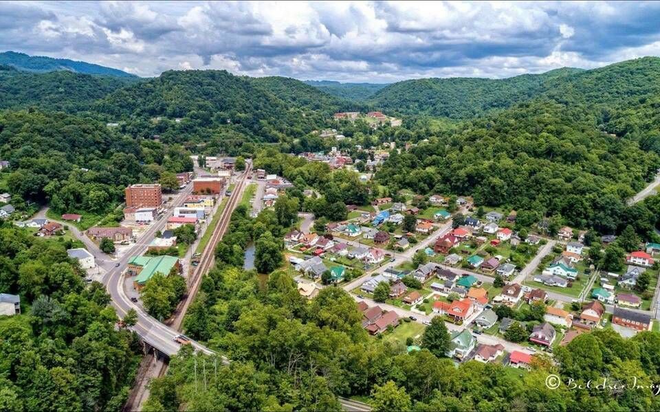 Aerial view of the town of Wise, Virginia