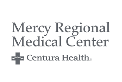 The mercy regional medical center logo has a cross on it.