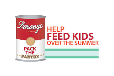 A can of soup with the words `` help feed kids over the summer '' written on it.
