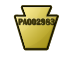Yellow Keystone shape with black outline and the text 