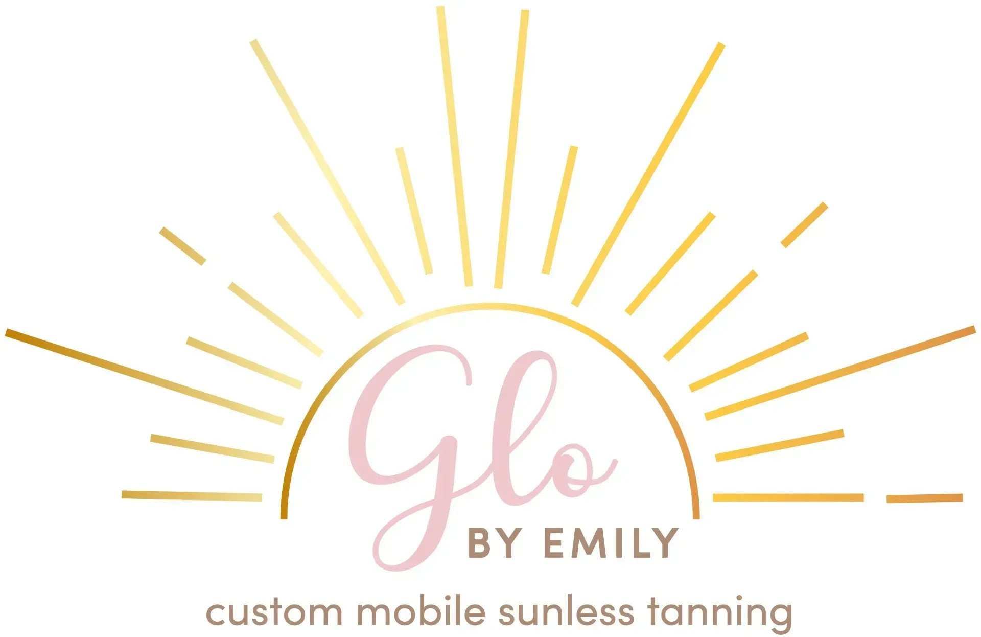 A logo for glo by emily custom mobile sunless tanning