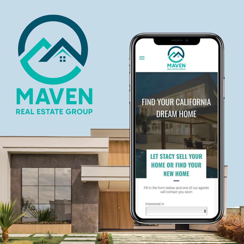 A phone with maven real estate group written on it