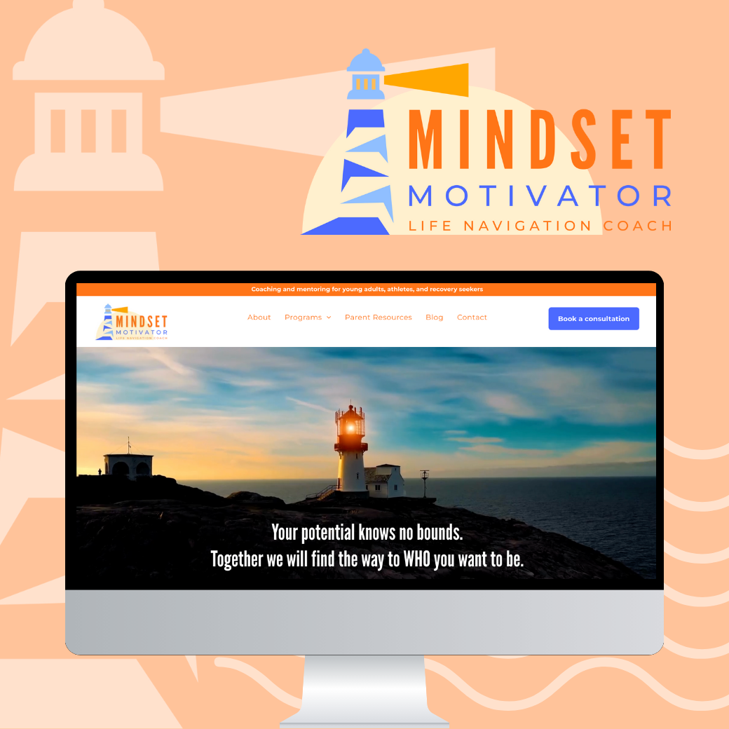 A computer screen with a lighthouse on it and the words mindset motivator
