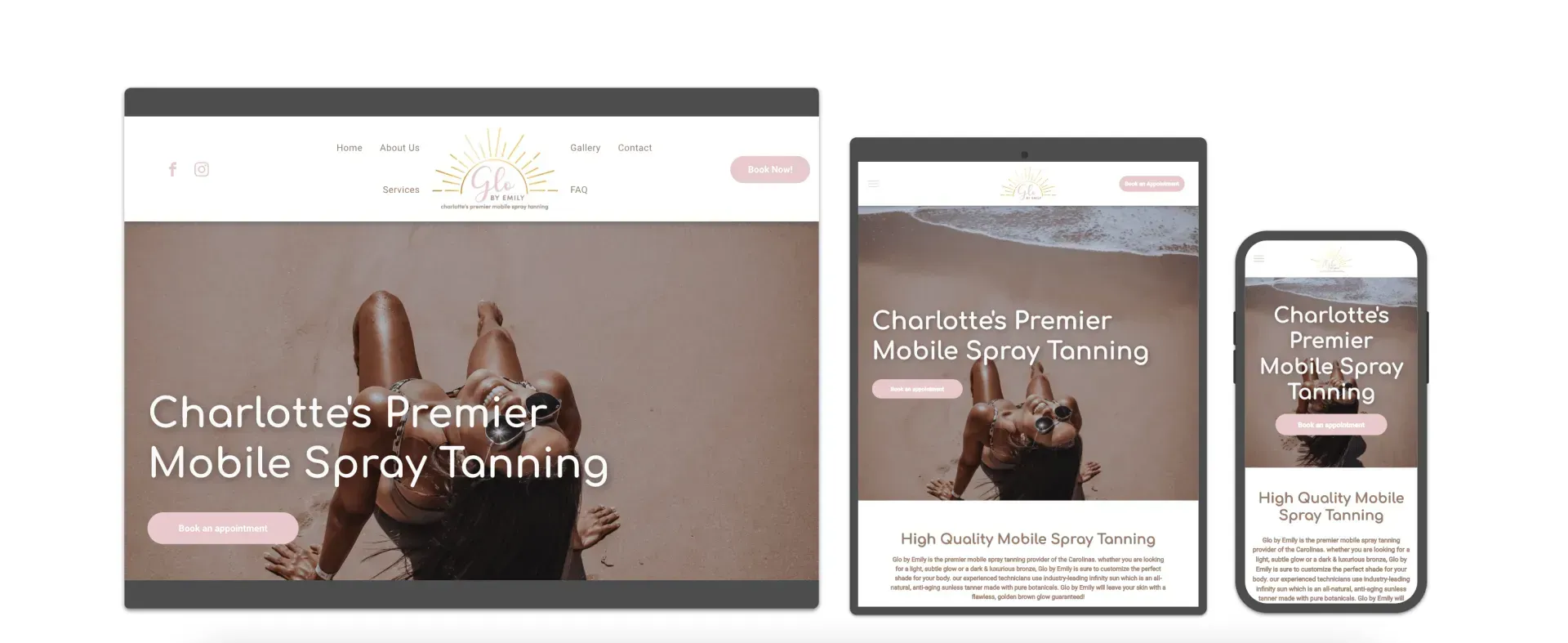 A screenshot of a website , a tablet , and a cell phone.